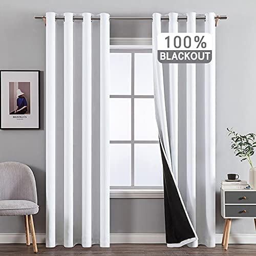 2 Panels Noise Reducing 100% Blackout Grommet-Top Window Curtains/Drapes Set 2 Panels Noise Reducing 100% Blackout Grommet-Top Window Curtains/Drapes Set